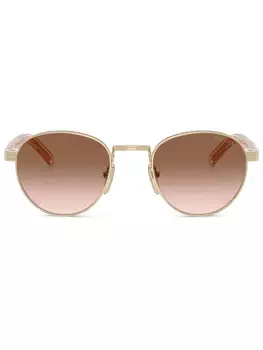 Prada Eyewear солнцезащитные очки в круглой оправе, золотой