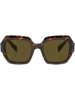 Prada Eyewear солнцезащитные очки в квадратной оправе, зеленый
