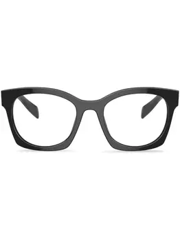 Prada Eyewear солнцезащитные очки в квадратной оправе с логотипом, черный