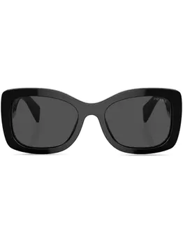 Prada Eyewear солнцезащитные очки в квадратной оправе с логотипом, черный