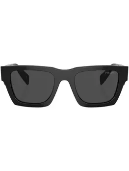 Prada Eyewear солнцезащитные очки в квадратной оправе с логотипом, черный