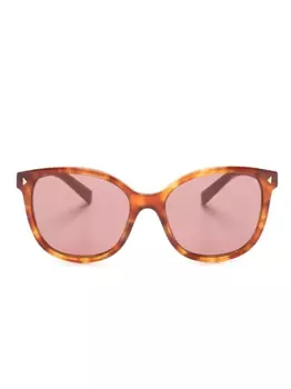 Prada Eyewear солнцезащитные очки в квадратной оправе, коричневый