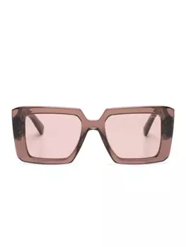 Prada Eyewear солнцезащитные очки в квадратной оправе с логотипом, коричневый