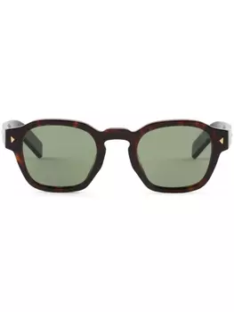 Prada Eyewear солнцезащитные очки в квадратной оправе с логотипом, коричневый