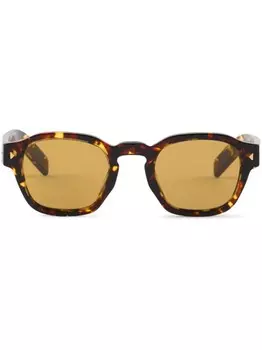Prada Eyewear солнцезащитные очки в квадратной оправе с логотипом, коричневый