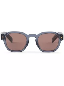 Prada Eyewear солнцезащитные очки в квадратной оправе с полосками на дужках и логотипом, синий