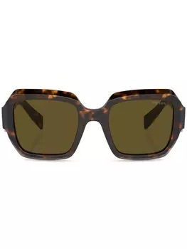 Prada Eyewear солнцезащитные очки в квадратной оправе черепаховой расцветки, зеленый