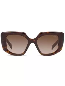 Prada Eyewear солнцезащитные очки в квадратной оправе, коричневый