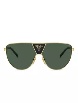 Prada Eyewear солнцезащитные очки в массивной оправе, золотой
