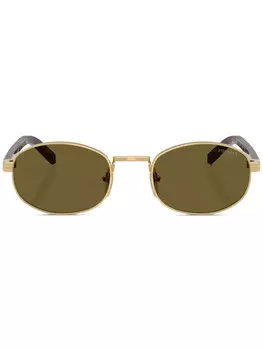 Prada Eyewear солнцезащитные очки в овальной оправе, золотой