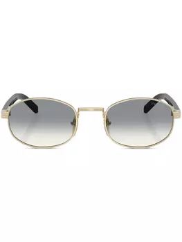Prada Eyewear солнцезащитные очки в овальной оправе, золотой