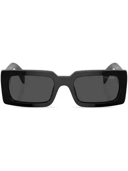 Prada Eyewear солнцезащитные очки в прямоугольной оправе с логотипом, черный