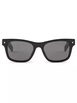 Prada Eyewear солнцезащитные очки в прямоугольной оправе с полосатыми металлическими деталями, черный