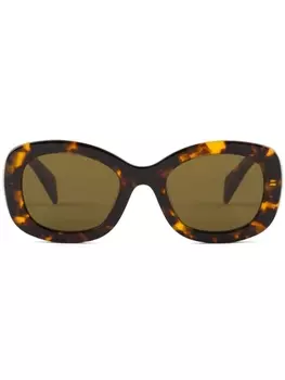 Prada Eyewear солнцезащитные очки в прямоугольной оправе черепахового цвета, коричневый