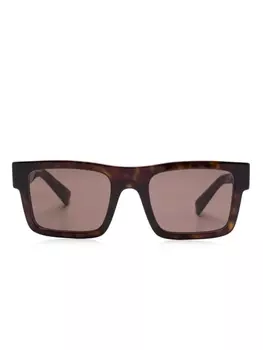 Prada Eyewear солнцезащитные очки в прямоугольной оправе, коричневый
