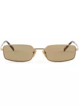 Prada Eyewear солнцезащитные очки в тонкой прямоугольной оправе, золотистый