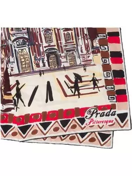 Prada фуляр Pittoresque Milan с принтом, красный