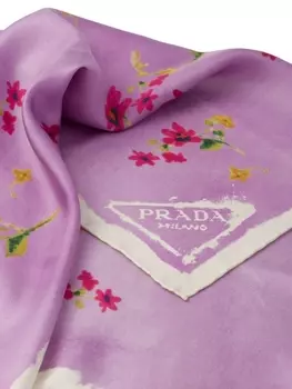 Prada фуляр с цветочным принтом, фиолетовый