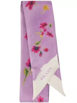Prada фуляр с цветочным принтом, фиолетовый