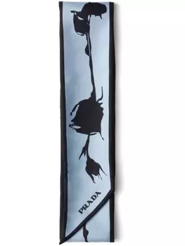 Prada фуляр с принтом, синий