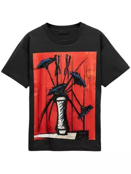 Prada футболка из джерси с принтом, серый