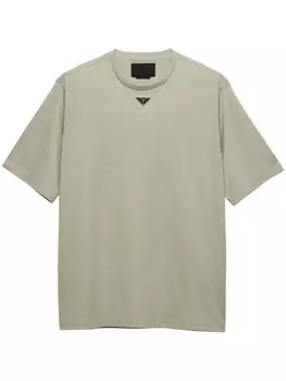 Prada футболка из хлопка с логотипом, нейтральный цвет