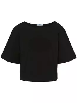 Prada футболка из хлопка с треугольным логотипом, черный