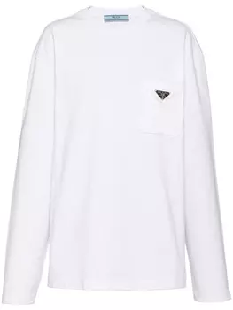 Prada футболка с карманом и логотипом, белый