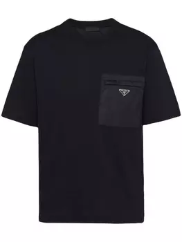 Prada футболка с нашивкой-логотипом, черный