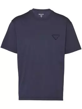 Prada футболка с нашивкой-логотипом, синий