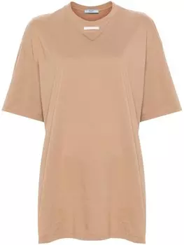 Prada футболка с треугольным логотипом, коричневый