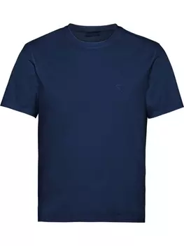 Prada футболка с вышитым логотипом, синий