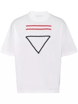 Prada футболка с вышивкой, белый