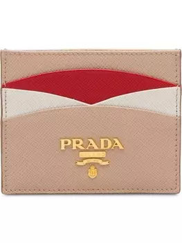 Prada футляр для карт из кожи Saffiano, розовый