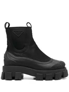 Prada габардиновые ботинки Monolith Re-Nylon, черный