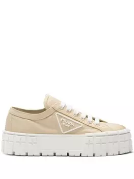 Prada габардиновые кеды Double Wheel, нейтральный цвет