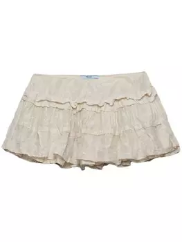 Prada гофрированная мини-юбка, нейтральный цвет