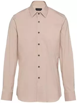 Prada хлопковая рубашка с длинным рукавом, нейтральный цвет