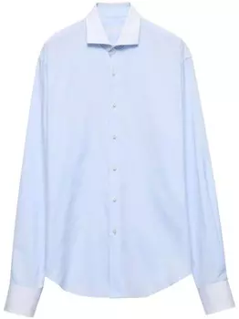 Prada хлопковая рубашка с раскладывающимся воротником, синий