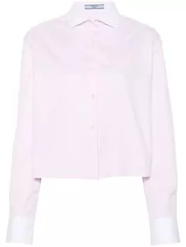 Prada хлопковая рубашка с вышитым логотипом, розовый