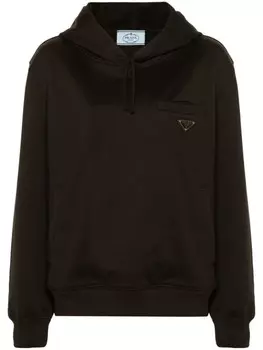 Prada худи с логотипом, коричневый
