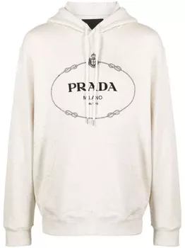 Prada худи с логотипом, нейтральный цвет