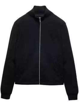 Prada кардиган на молнии из смеси шерсти и кашемира, черный