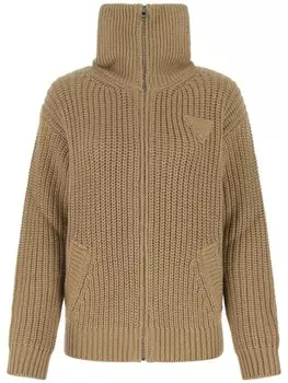 Prada кардиган с треугольным логотипом, коричневый