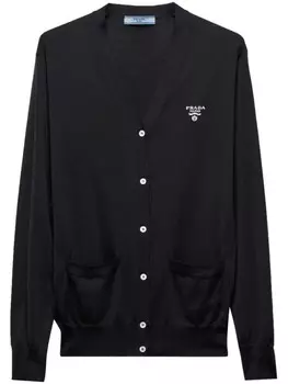 Prada кардиган с жаккардовым логотипом, черный