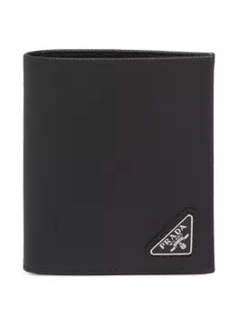 Prada картхолдер из сафьяновой кожи с логотипом, черный