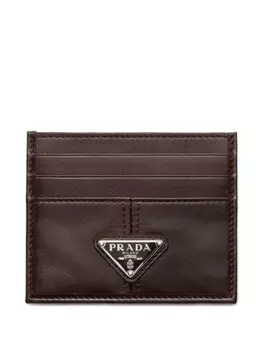 Prada картхолдер с логотипом, коричневый