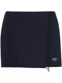 Prada кашемировая мини-юбка с бахромой, синий