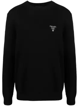 Prada кашемировая толстовка с логотипом, черный
