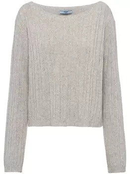 Prada кашемировый джемпер с вырезом-лодочкой, серый